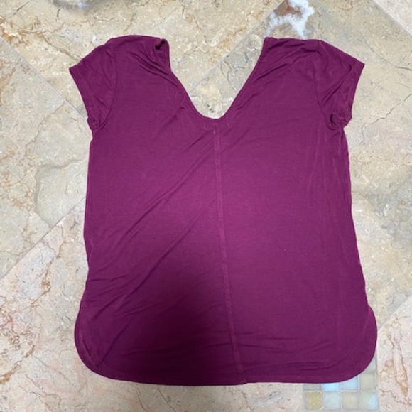 Anthropologie Bordeaux Burgundy V Neck Shirt - Picture 2 of 4